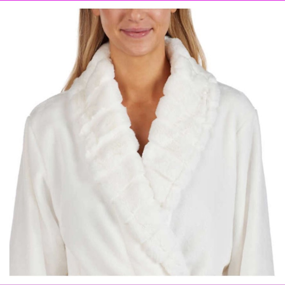 Carole Hochman Plush Wrap Robe Ivory Luxury Soft S - Picture 1 of 8